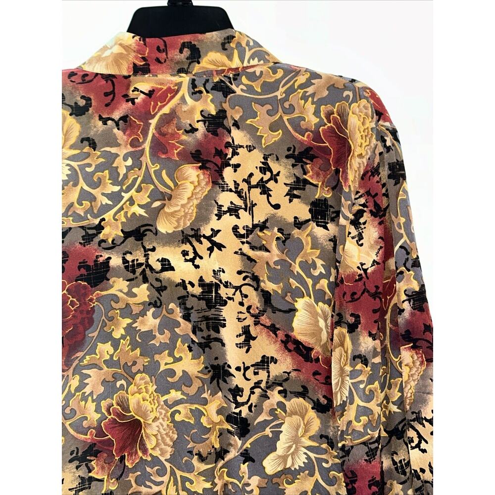 Vintage TESS 100% Silk Size Large Button Down Shirt Dark Fairy Whimsigoth Witchy - Picture 10 of 12